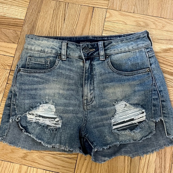 Just USA Pants - Just USA Blue Distressed Jean Shorts